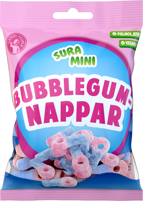 Candy People Sour Bubblegum Dummies 70g Bag