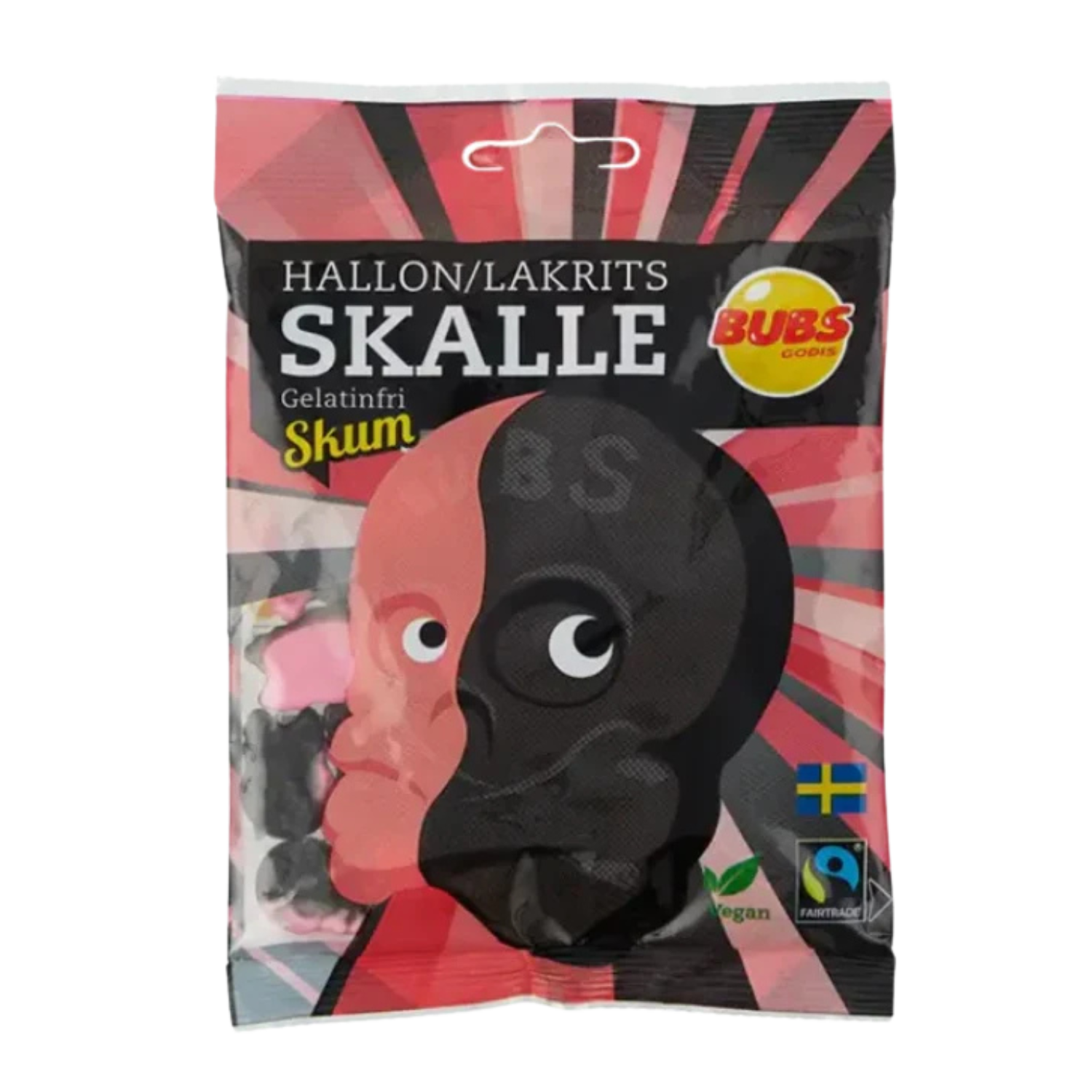 Bubs Raspberry Licorice Foam Skull 90g Bag